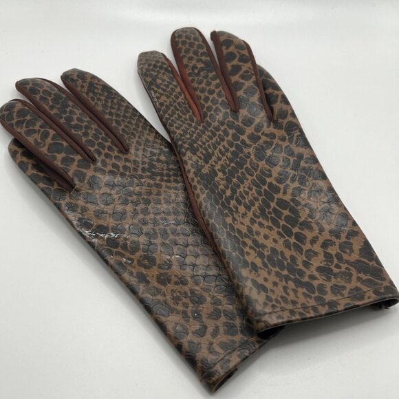 Ladies vintage faux leather snake skin pattern gloves. Size small - Picture 1 of 5